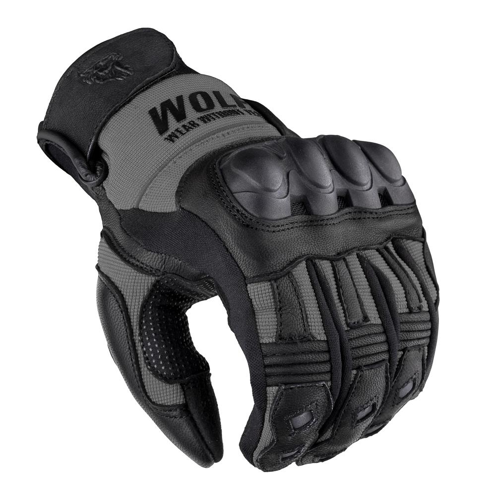 WOLF MEN' MOTORCYCLE GLOVES PRO-X GUN METAL
