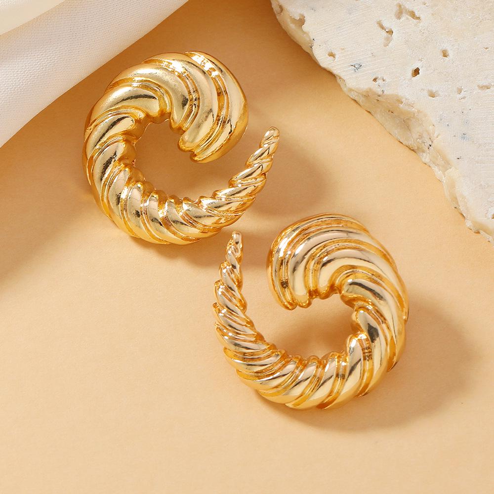 Retro European Geometric Metal Stud Earrings for Women