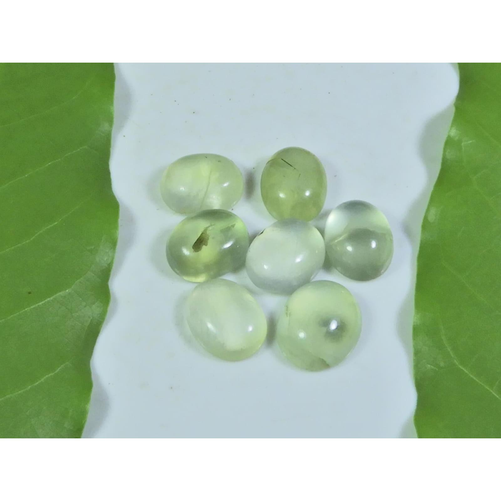 

8X10 ММ Натуральный Пренит Овальный Кабошон Свободный Драгоценный Камень Лот из 7 Штук A-275