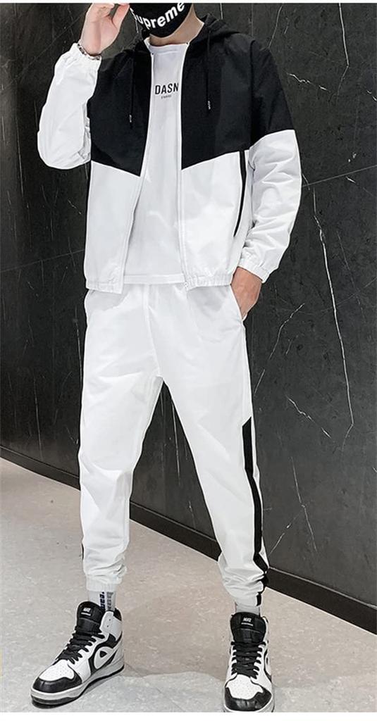 Tracksuit Hoodie and Pants Outerwear Training Running Long Plus Solid Sportswear [CREAM] Men's Set, 2-Piece Set, Sportswear, Wear, Wear, Casual,