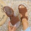 Summer new women's casual and comfortable fish mouth flying woven sandals