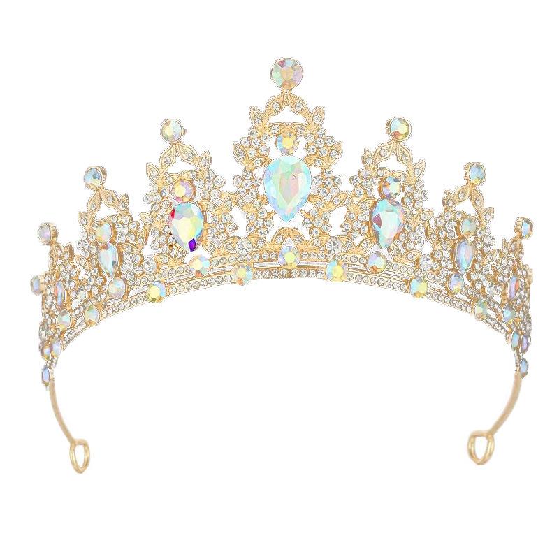 European and American Bride Headwear Crown Handcrafted Rhinestone Headband Simple and Elegant Crown Wedding Dress Accessories