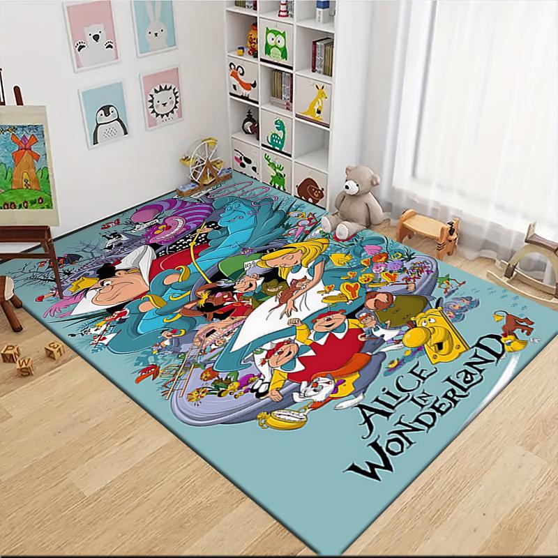 Alice Wonderland Adventure Carpet Rug Soft Washable Antislip Home Living Room Sofa Mats Personalized Christmas Rug