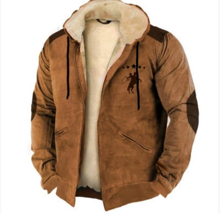 Autumn/Winter Retro Arctic Velvet Hooded Men's Sweatshirt