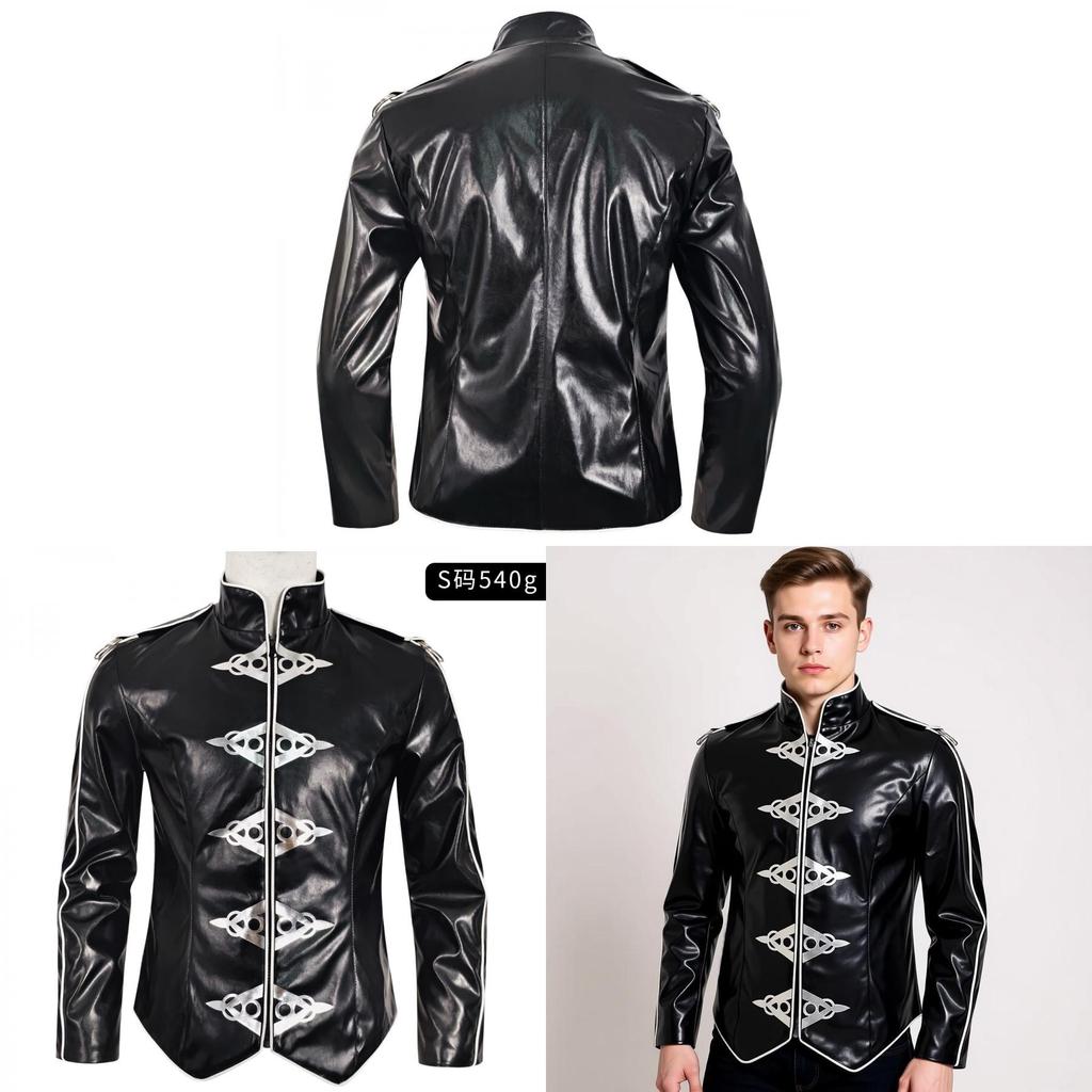 Michael Jackson Punk Black Pu Leather Jacket For Halloween Stage Shows
