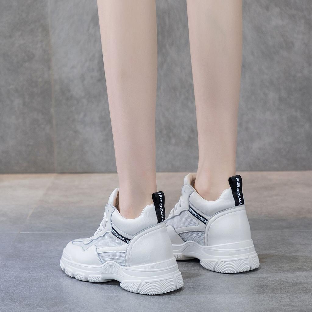 New high-top little white shoes 2025 spring and summer fashion thick-soled breathable casual shoes sports dad shoes women's Martin boots