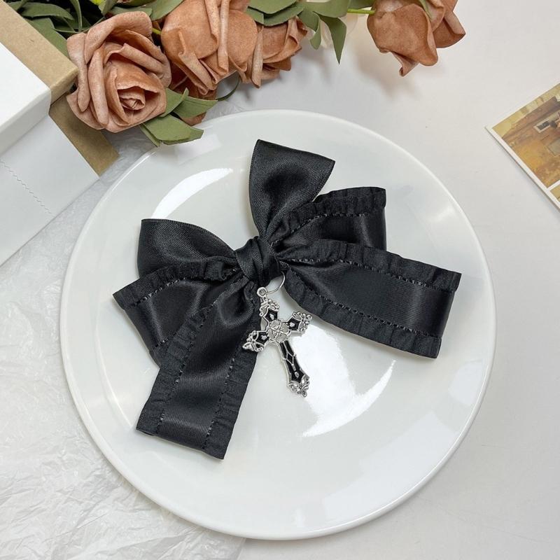 Gothic Schleife Schleifenknoten Haarspange Süße Große Schleifen Haarnadel Damen Haarstyling Zubehör für Dünnes Haar Französische Spangen