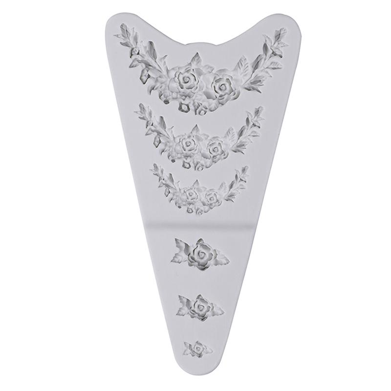 Stampo in silicone per ghirlanda di fiori di rosa, bordo per torta, gioielli, strumenti per decorare matrimoni