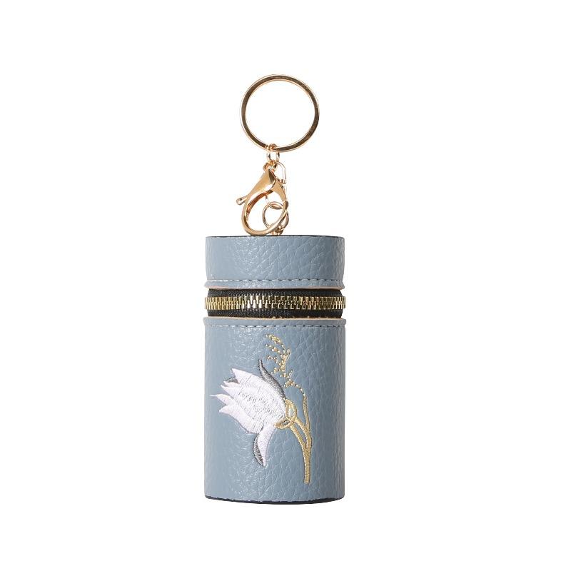 New embroidered lychee pattern lipstick bag change bag keychain girls pendant earphone bag mouth red envelope