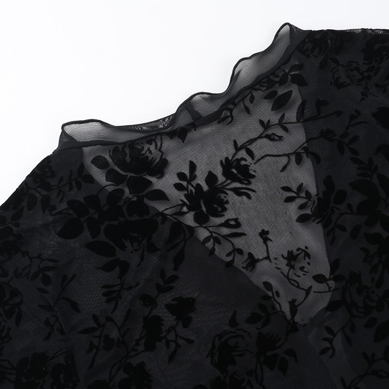 Herbst Neue Modische Chiffon Schlank Geschnittene Rüschen Trompetenärmel Bluse für Damen