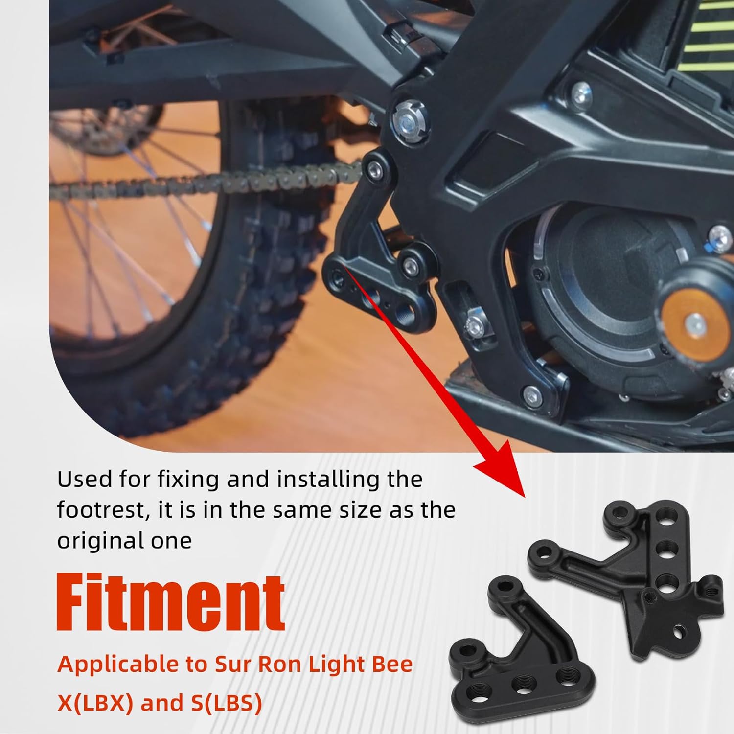 

Foot Peg Bracket for Surron Light Bee,Original Adjustable Brace Bracket for Dirt Bike Sur Ron Light Bee X(LBX) and S(LBS) - Black