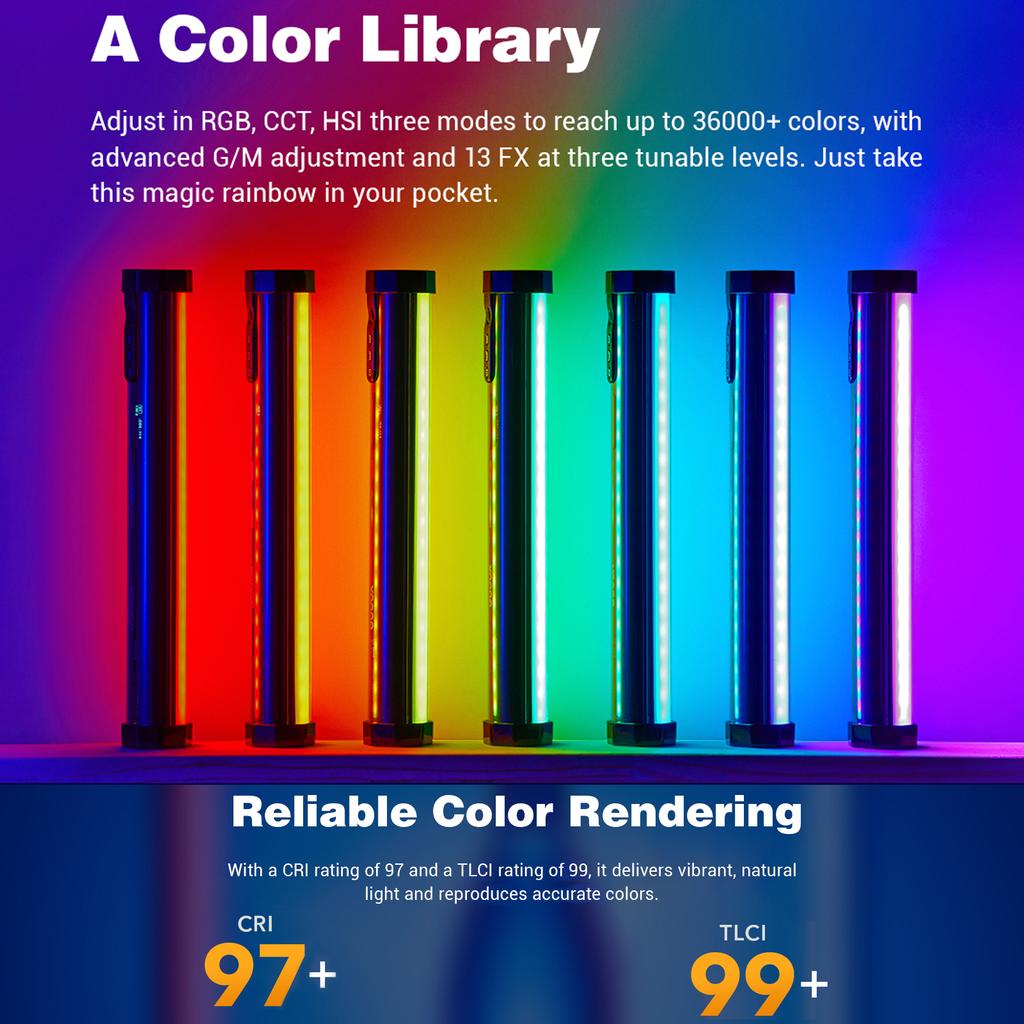 Godox TL30 Full Color RGB Tube Light Professzionális LED fényképezési fénypálca, kétszínű hőmérséklet