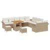 Ensemble de Canapés de Jardin de 13 Pièces avec Coussins Beige Rattan Acacia, Canapé de Jardin 2 Places avec Rangement &amp; 3364141