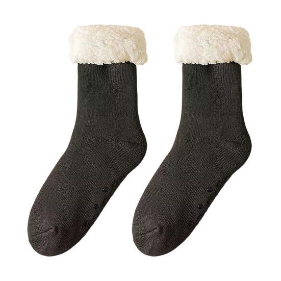 

Мужские зимние носки-тапочки с флисовой подкладкой, носки до щиколотки с нескользящими подошвами, теплые пушистые домашние носки для дома темно-серого