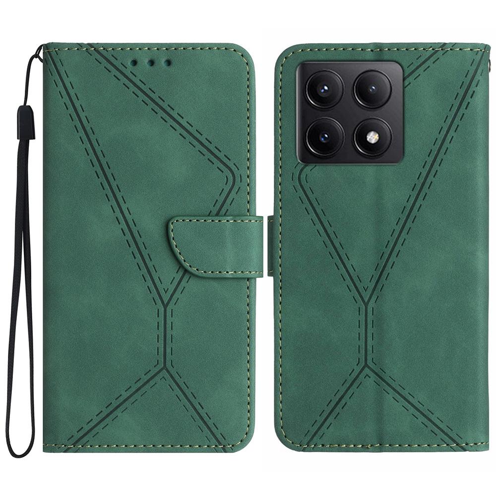 HT05 For Xiaomi 14T Pro Case Skin-Touch Lines PU Leather Flip Phone Cover