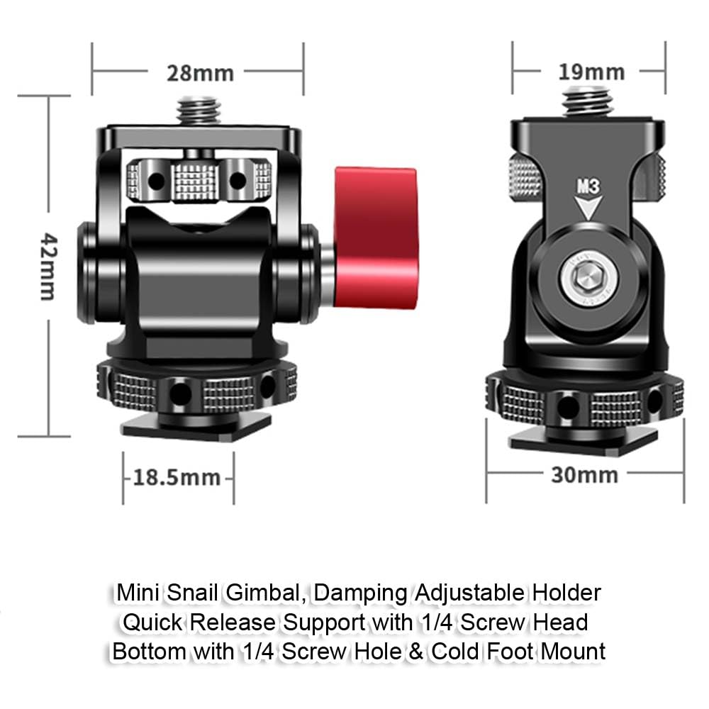 Mini Snail Gimbal Quick Release Support Holder with Screw Screw Hole At the Bottom of the Bracket Cold Foot Mount for Standard DSLR Camera Hot Shoe