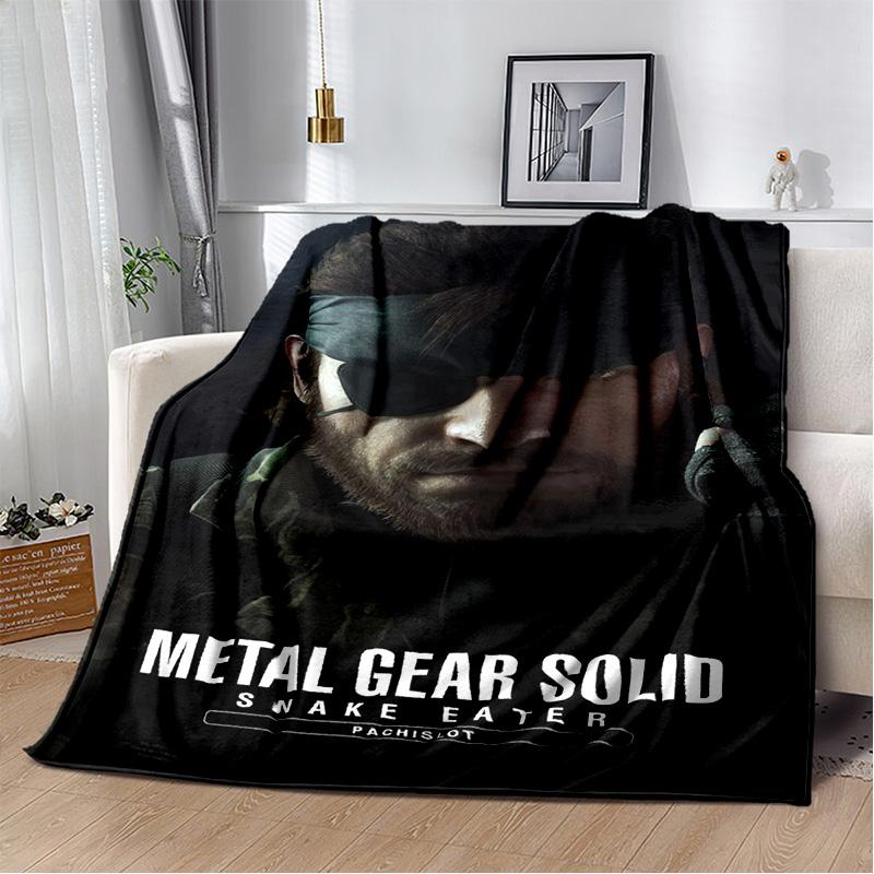 HD Metal Gear Solid Spel Gamer Tecknad 3D Filt, Mjuk Pläd för Hem Sovrum Säng Soffa Picknick Resa Täckfilt Barn