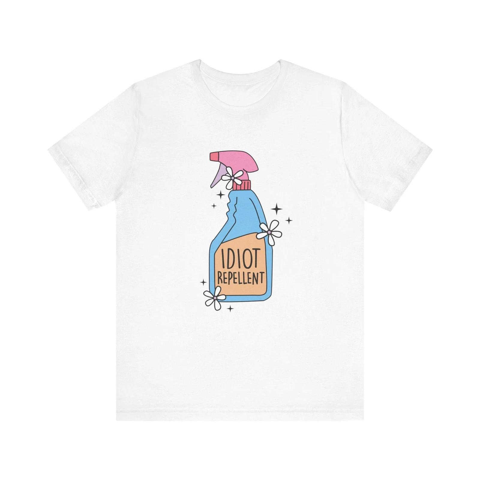 

Idiot Repellent Shirt Funny Sarcastic Tee Cute Aesthetic Spray Bottle T-Shirt 2XL
