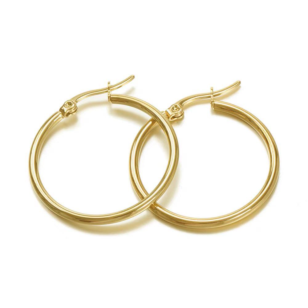 Trendy Stainless Steel Round Hoop Earrings for Men and Women