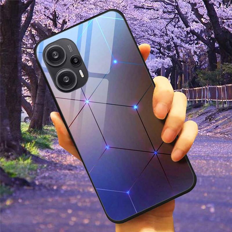 For Xiaomi Poco F5 5G / F5Pro Case Tempered Glass Lake Moon Hard Phone Cover for POCO F5 Pro Capas Funda on PocoF5 Luxury Coque