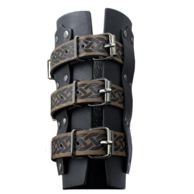 

2pack Adjustable PU Leather Wristband Role Playing Arm Guard Comfortable for Knights and Medieval Gatherings чорний
