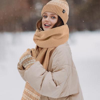 Winter Hat Scarf Gloves Set for Women Thick Warm Knit Skull Cap Touch Screen Gloves Long Neck Scarf 3 Piece Set