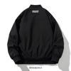 Black Stand Collar Zip-Up Oversized Utility Jacket Men Women Streetwear Casual Bomber Coat