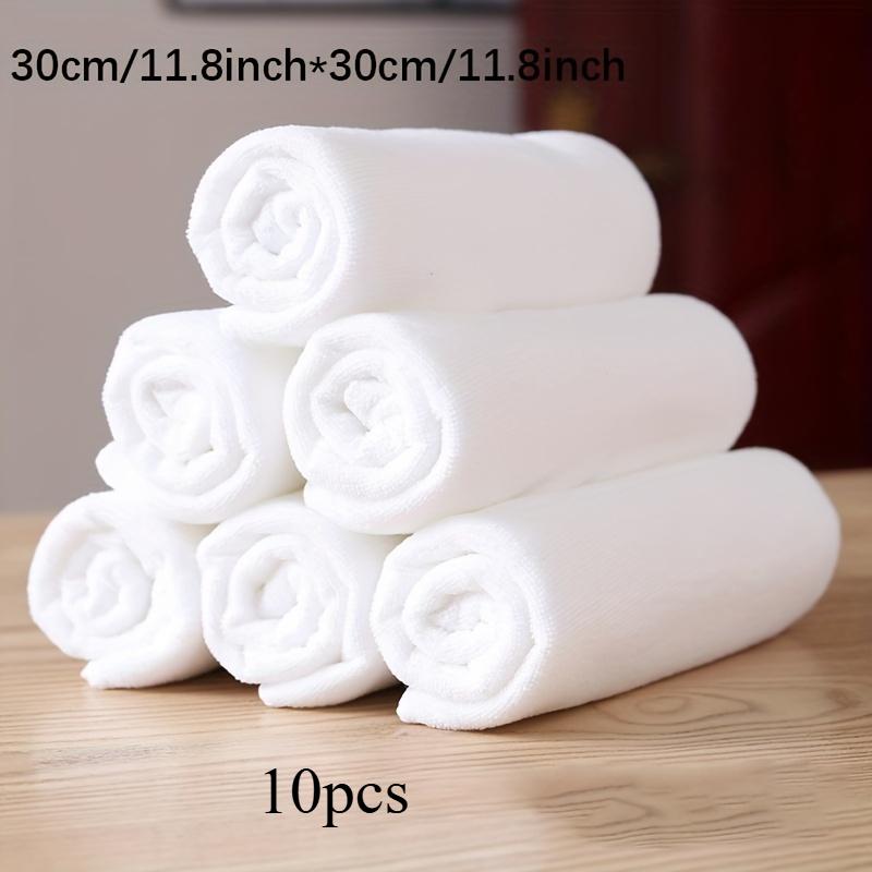 10pcs White Towel Thickened Absorbent White Towel Housekeeping Cleaning Kitchen Tablecloth Cleaning Rag