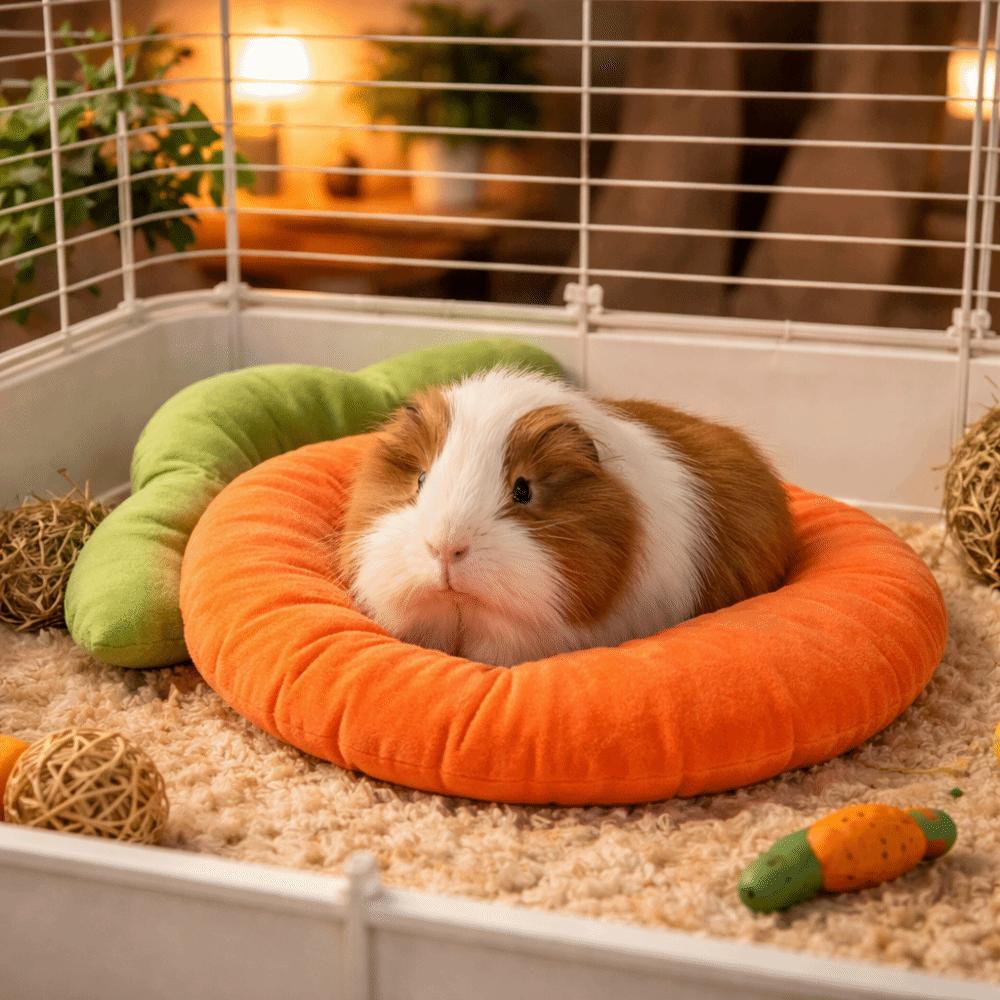 Cartoon Carrot Shaped Rabbit Mat Breathable Kitty Sofa Bed Hamster Cage Bed for Hamster Kitty