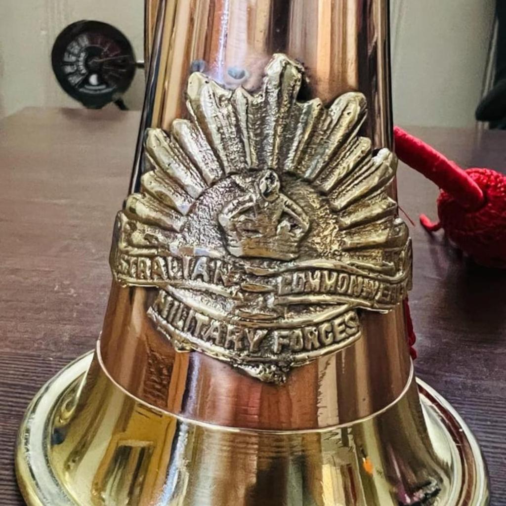 Vintage-Inspired 12-Inch Copper & Brass Bugle - Australian Military Forces Batch with Silk Rope Tassel