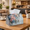 1pc Romantic Aesthetic Floral Tissue Box with Rose Flower Pastel Soft-Fabric Napkin Storage Organizer for Kitchen,Car,Elegant Decorative Box,Purpose F