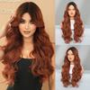 Medium Sized Wig Women Caramel Brown Long Hair With Curly Small Lace Simulated Big Wave Full Top