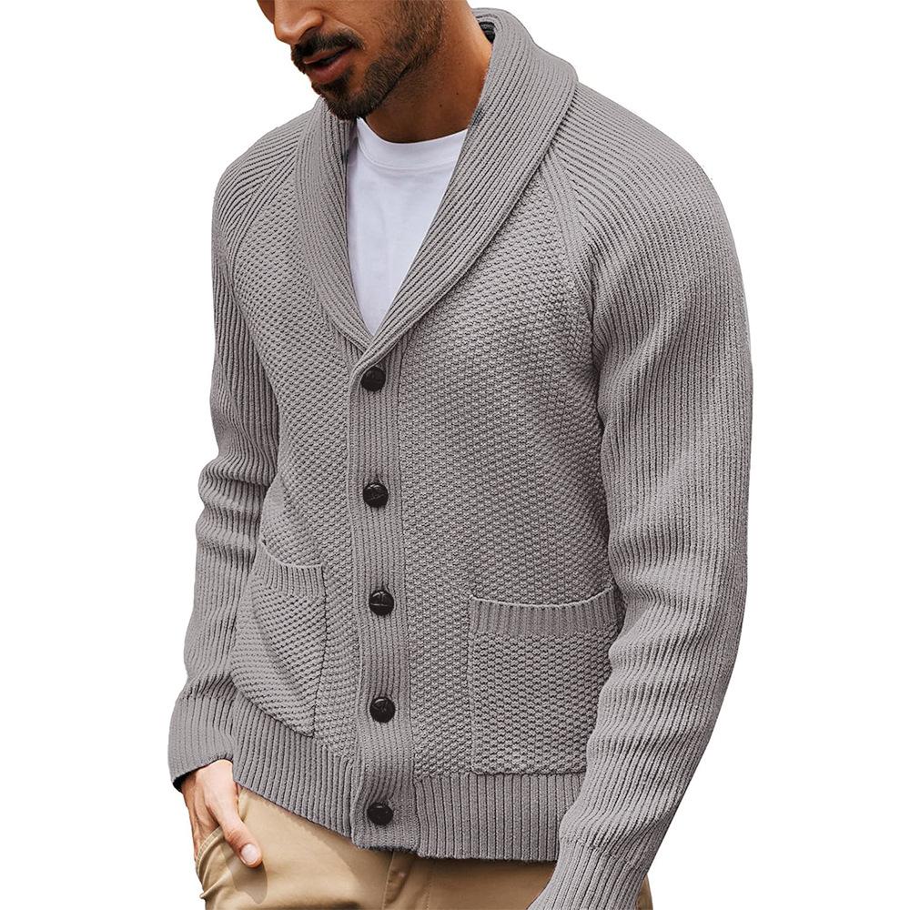 Men S Knitted Cardigan Long Sleeve Lapel Pocket Casual Winter Sweater