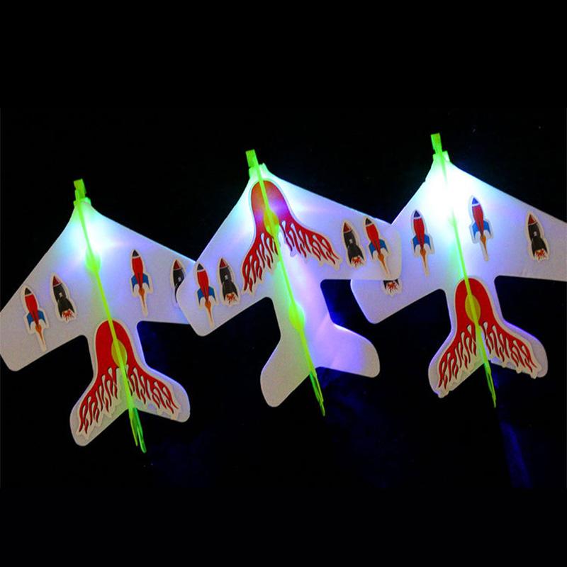 Large Size Luminous Catapult Airplane Slings Toy Sparkling Elastic Airplane Children'S Outdoor Activity Flying Toy Gift
