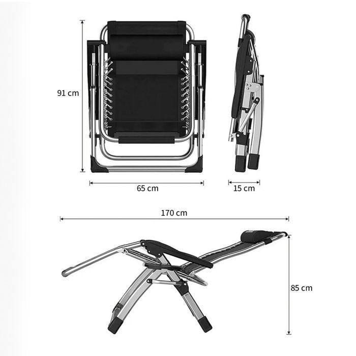 Sun Lounger - Divit SR11 - Foldable - Backrest Adjustable 90° To 170° - Capacity 200 Kg