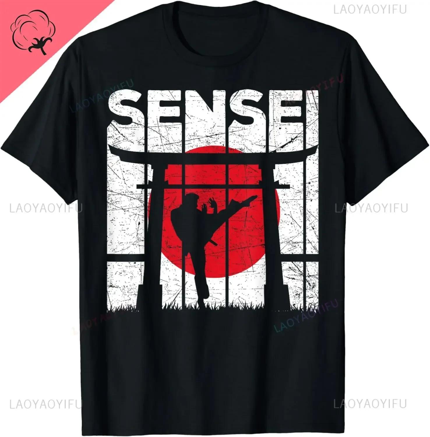 Sensei Japanese Flag Martial Arts Torii Gate Vintage Graphic TShirt Vintage Classic Fashion Streetwear Oneck Shortsleev Tops S