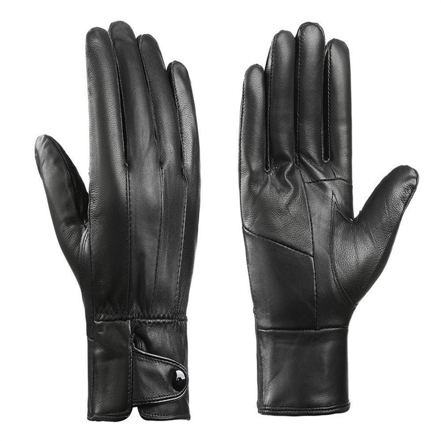 Men's Touchscreen Leather Gloves, Warm Fleece Lined Gloves for Driving & Business