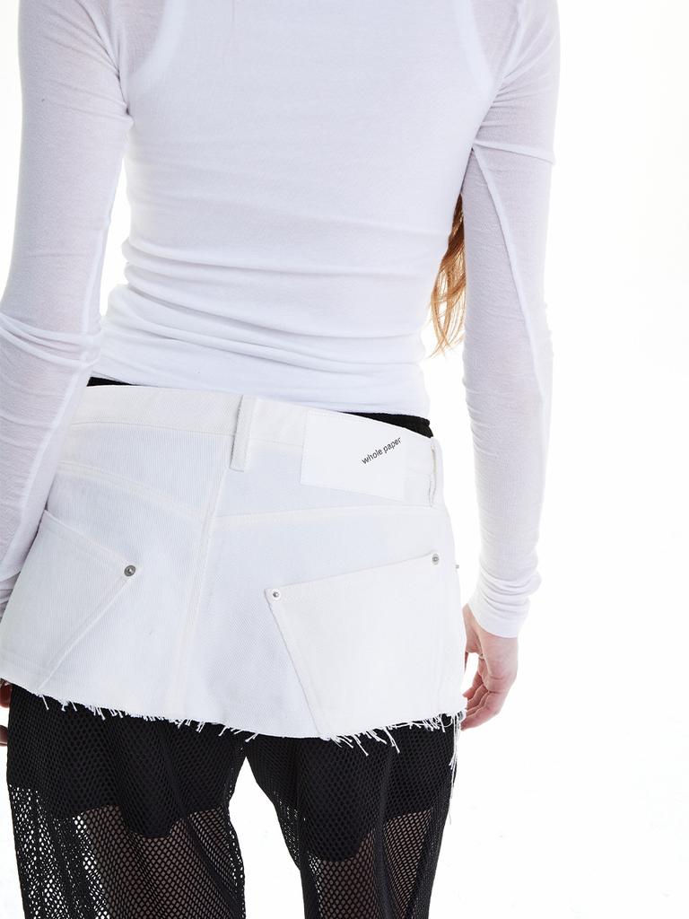 Holpeipeo Layered Denim Wrap Skirt (White)