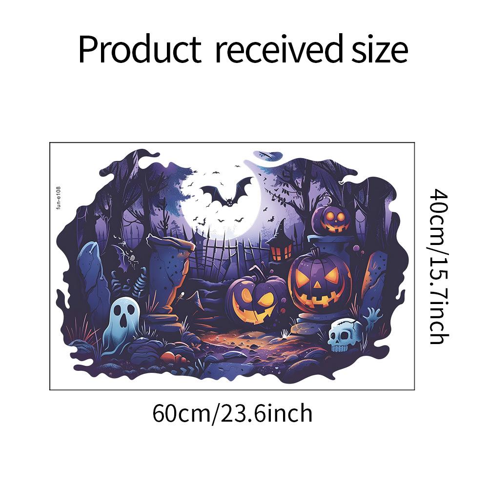 

Украшение на Хэллоуин в виде тыквы и летучей мыши, украшение на стену в спальню, самоклеящиеся наклейки на стену 40*60CM/fun-e108