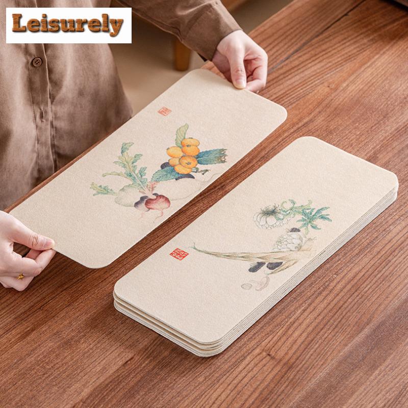Miscellaneous Vegetables Rectangle Tea Table Mats Luxury Drink Coaster Household Dinner Table Cloth Mat Tea Ceremony Ornaments