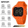 SANDA Unisex Fashion Square Multifunctional Wristwatch – Waterproof, Alarm, Electronic Timer.