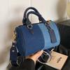 Patchwork Colorblock Mini Handbags For Women Denim Shoulder Cross Body Bags Casual Street Small Boston Bag  Designer Purses