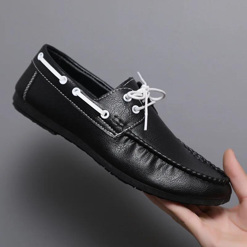 Luxury Leather Men's Shoes Fashion Brand Moccasin Comfor Men Causal Sneakers Designer Classic Loafers Lace-Up Men Driving Shoes