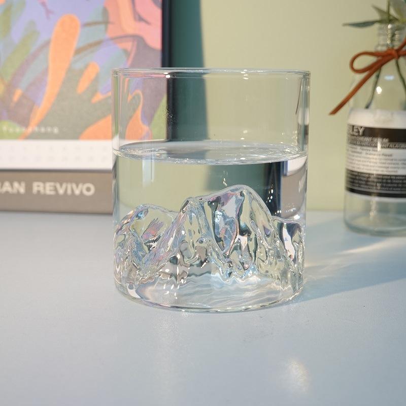 Mount Fuji Minimalist High Borosilicate Glass Cup - Elegant Transparent Design