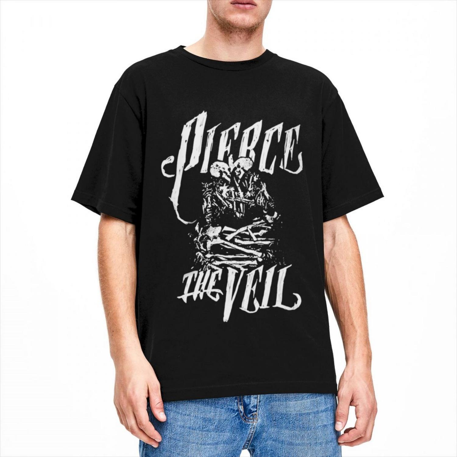 

2025 Rock Band Pierce Veil Hip Hop Casual Street Wear Retro Mens Womens Comfortable Breathable High Quality Cotton Tshirt S чёрный