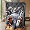 Rainbow Mermaid Cat Pattern Theme Blanket Lightweight Warm Flannel Blanket Decorative Throw Blanket for Home Decoration