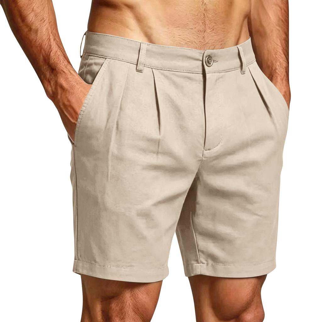 Men's Linen Casual Shorts for Summer - Lightweight Breathable Beach Vacation Shorts