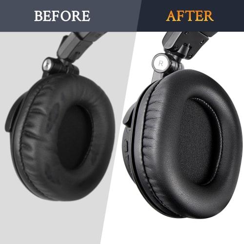 SOULWIT Ear Pads and Cushions for Audio Technica ATH M50X, M50XBT, M50xSTS, M50RD, M40X, M30X, M20X, MSR7, and SX1 Monitor Headphones, High-Density Fo