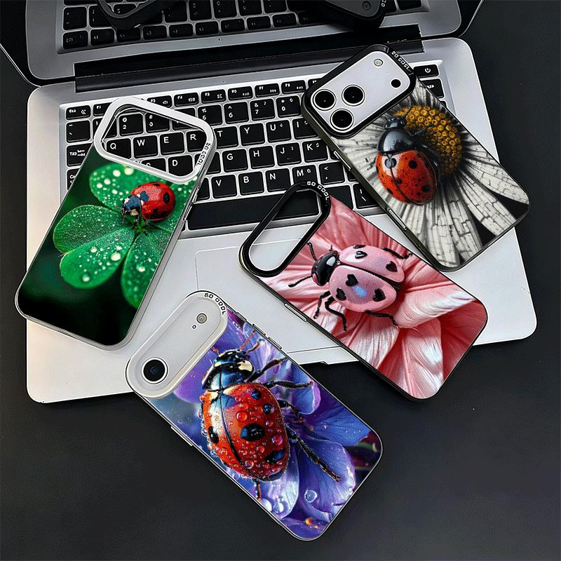 Seven-Spotted Red Ladybug Shockproof Phone Case for iPhone 17 Air 16 16E 15 Pro Max 14 Plus 13 Mini 12 Back Cover Anti Fall Fund