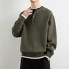 Men's Retro Thickened Round Neck Henley Sweater & Knitwear Set for Autumn Winter